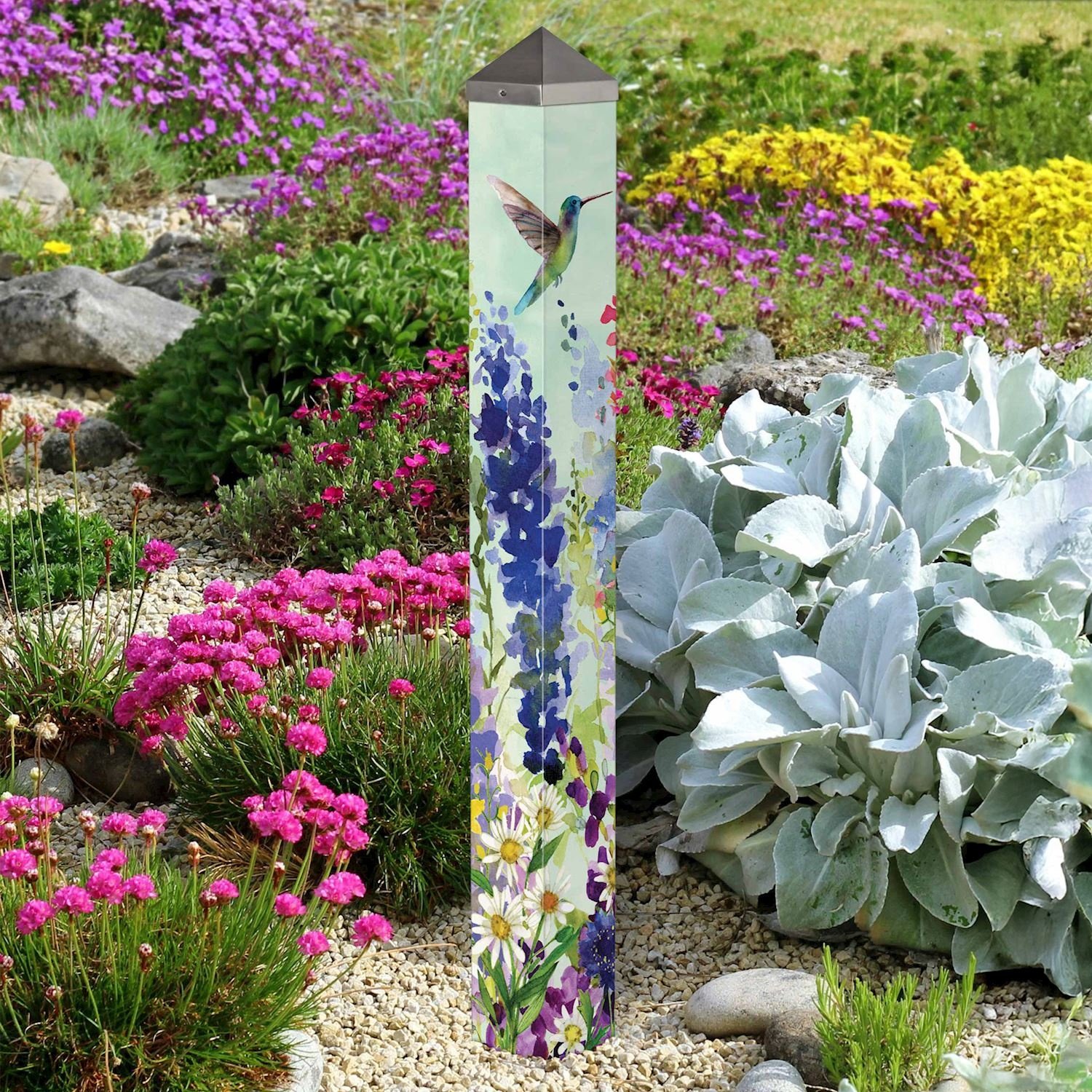 40" Spring Hummingbirds Art Pole