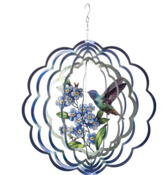 Large Hummingbird & Forget me Not Wind Spinner