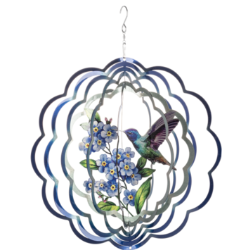 Large Hummingbird & Forget me Not Wind Spinner