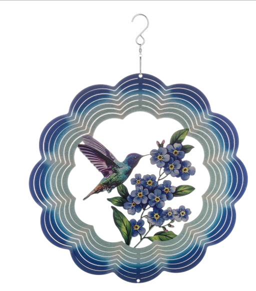 Large Hummingbird & Forget me Not Wind Spinner