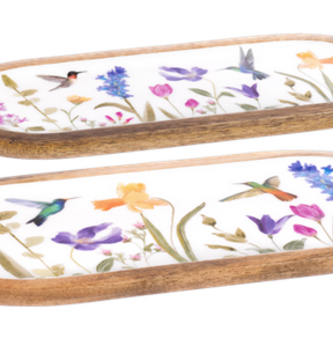 Floral Hummingbird Serving Tray (2-Sizes)