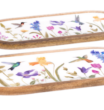 Floral Hummingbird Serving Tray (2-Sizes)