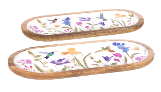 Floral Hummingbird Serving Tray (2-Sizes)