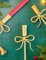 Set of 3 Gold Bow Candle Holders