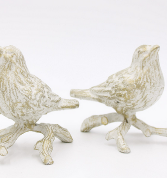 Set of 2 Cast Iron Gold Birds