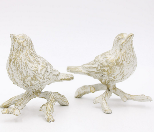 Set of 2 Cast Iron Gold Birds