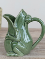 Green Stoneware Frog Pitcher