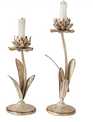 Set of 2 Gold Wash Taper Candle Holders