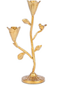 Golden Double Taper Candle Holder Bird