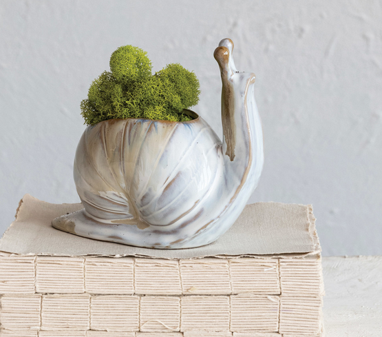 Stoneware Snail Vase