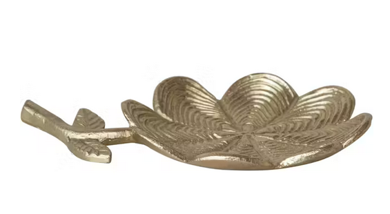 Golden Cast Aluminium Flower Trinket Dish