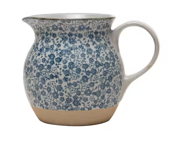 Hand-Painted Floral Print Pitcher