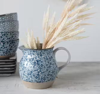 Hand-Painted Floral Print Pitcher