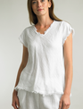 Tempo Paris Frayed Edge V-Neck Shirt By: Tempo Paris (3-Colors)