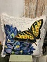 Square Botanical Butterfly Floral Pillow