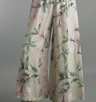 Tempo Paris Linen Floral Wide Leg Pant By: Tempo Paris (2-Colors)
