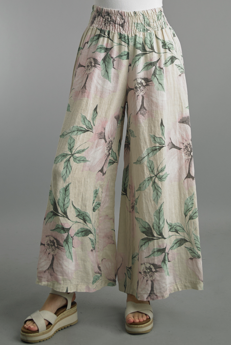 Tempo Paris Linen Floral Wide Leg Pant By: Tempo Paris