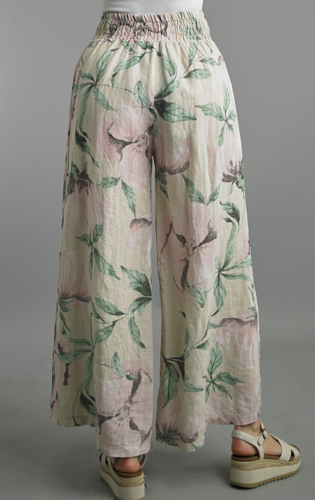 Tempo Paris Linen Floral Wide Leg Pant By: Tempo Paris