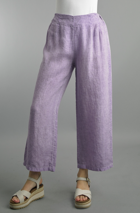 Tempo Paris Lavender Crop Linen Pants by Tempo Paris