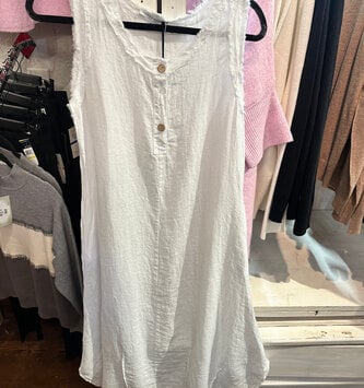 Tempo Paris Linen Raw Edge Button Dress by Tempo Paris (2-Colors)