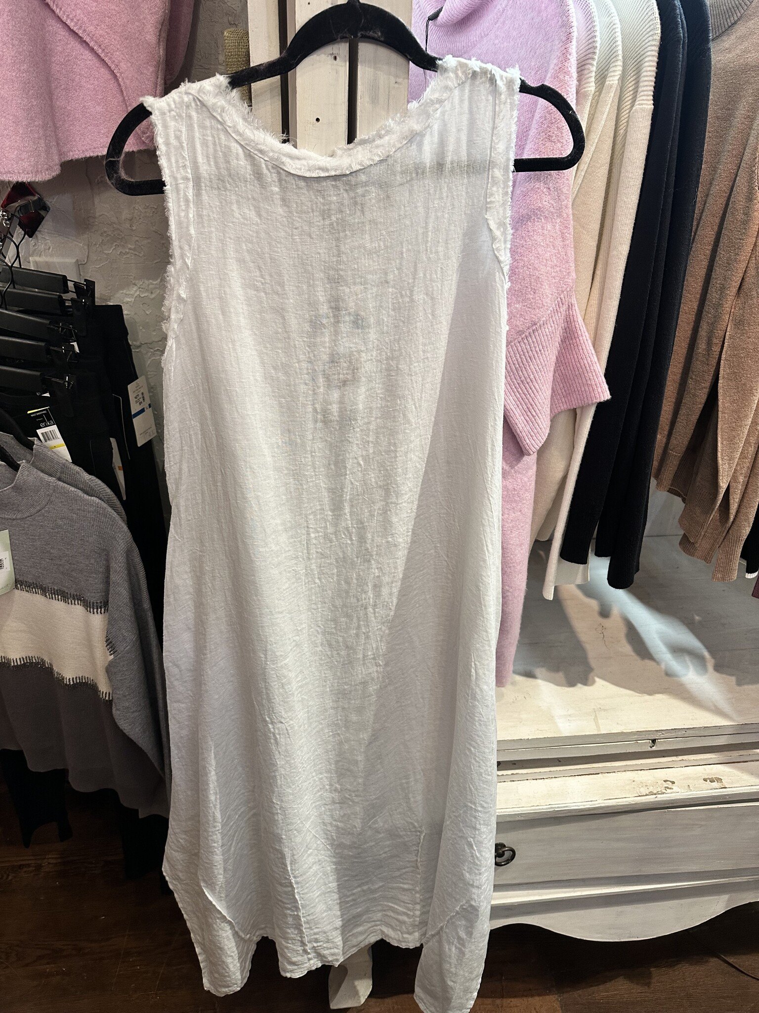 Tempo Paris Linen Raw Edge Button Dress by Tempo Paris