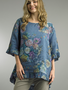 Tempo Paris Blue Ruffle Linen Tunic by: Tempo Paris
