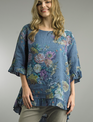 Tempo Paris Blue Ruffle Linen Tunic by: Tempo Paris