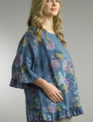 Tempo Paris Blue Ruffle Linen Tunic by: Tempo Paris