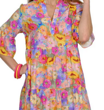 Sunflower Petals Bell Sleeve Dress By: Lior