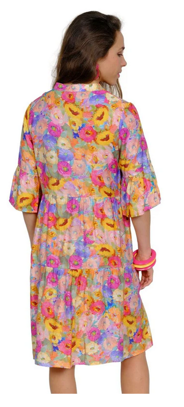 Sunflower Petals Bell Sleeve Dress By: Lior
