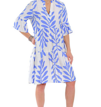 Blue Petals Bell Sleeve Dress By: Lior Paris