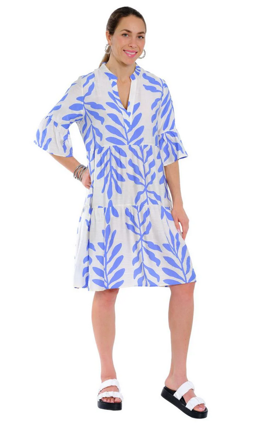 Blue Petals Bell Sleeve Dress By: Lior Paris