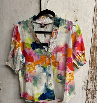 Watercolor Cloudburst V-neck Blouse By: Lior Paris