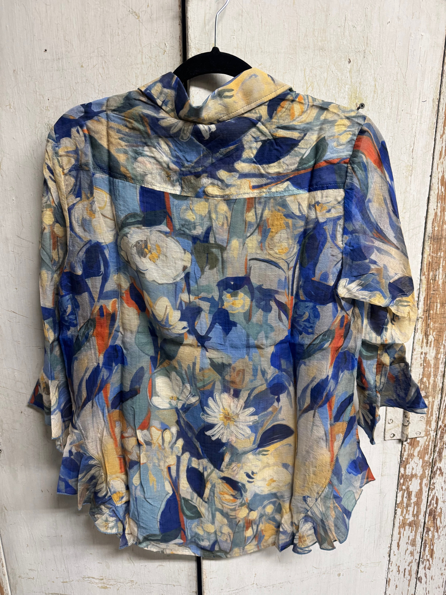 Blue Lagoon Side Flounce Blouse By: Lior Paris