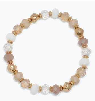 White & Beige Gold Beaded Bracelet