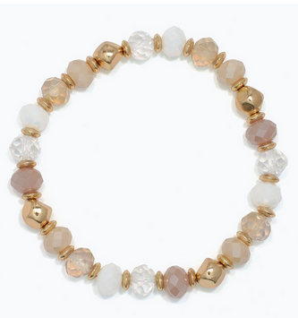 White & Beige Gold Beaded Bracelet