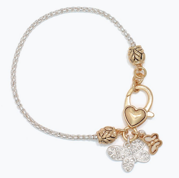 Two Tone Chain w/ Butterfly Bracelet