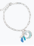 Silver Wave w/ Blue Seaglass Bracelet