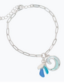 Silver Wave w/ Blue Seaglass Bracelet