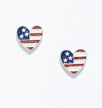 Patriotic Heart Enamel Earrings