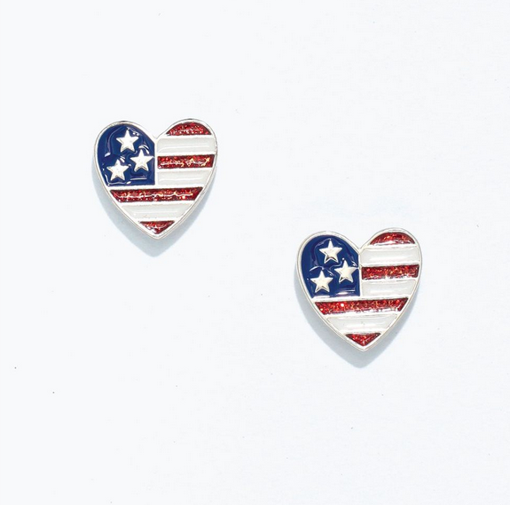 Patriotic Heart Enamel Earrings