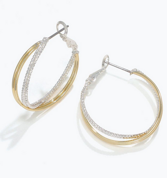 Two Tone Twisted Hoops Earrings