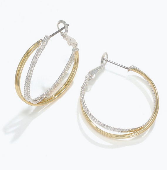 Two Tone Twisted Hoops Earrings