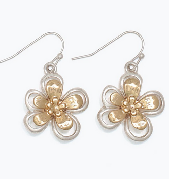 Two Tone Open Floral Earrings