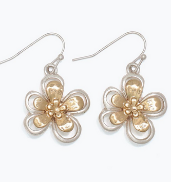 Two Tone Open Floral Earrings