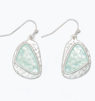 Mint w/ Hammered Silver Earrings