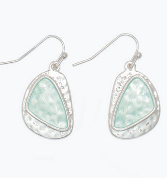 Mint w/ Hammered Silver Earrings