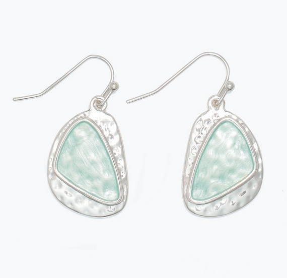 Mint w/ Hammered Silver Earrings