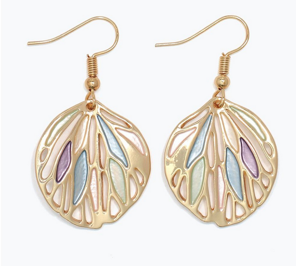Multicolor Gold Cutout Drop Earrings