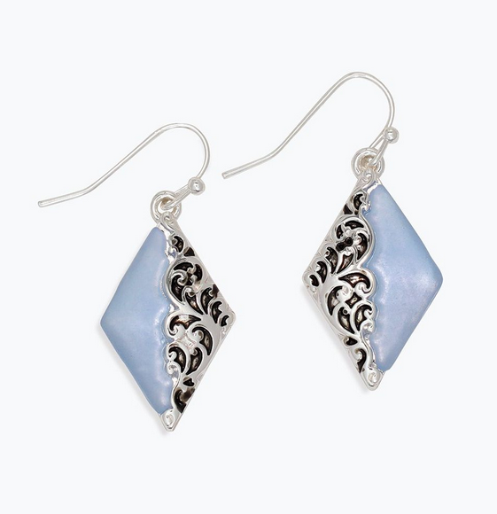 Silver Filigree w/ Blue Earrings